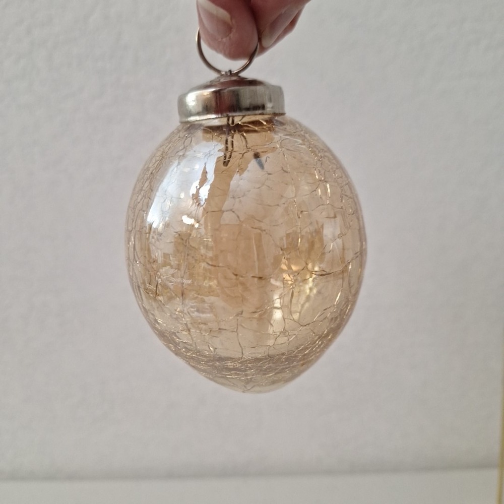 Vintage Kugle Style Mercury Crackle Glass Ball Christmas Gold Ornament 4", Heavy - Picture 13 of 16